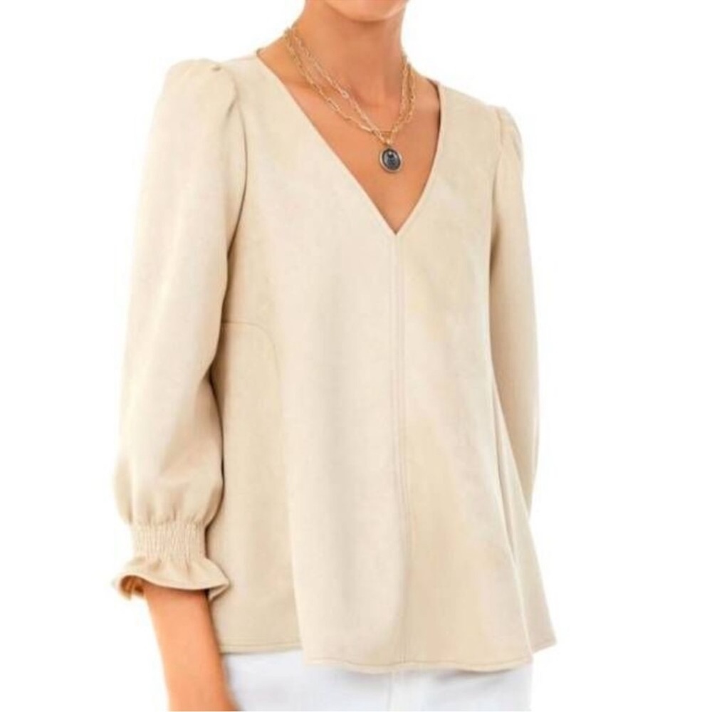 Tuckernuck Bone‎ Suede Easton Blouse Sz S